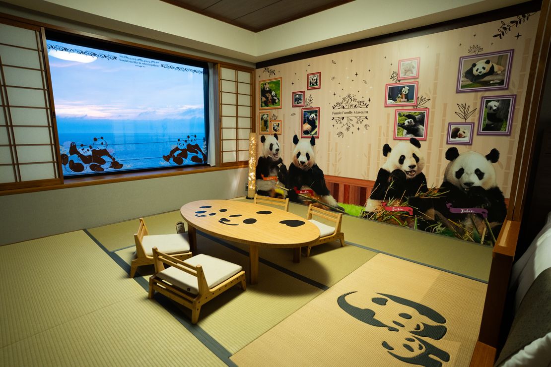 A panda-themed hotel room in Shirahama.
