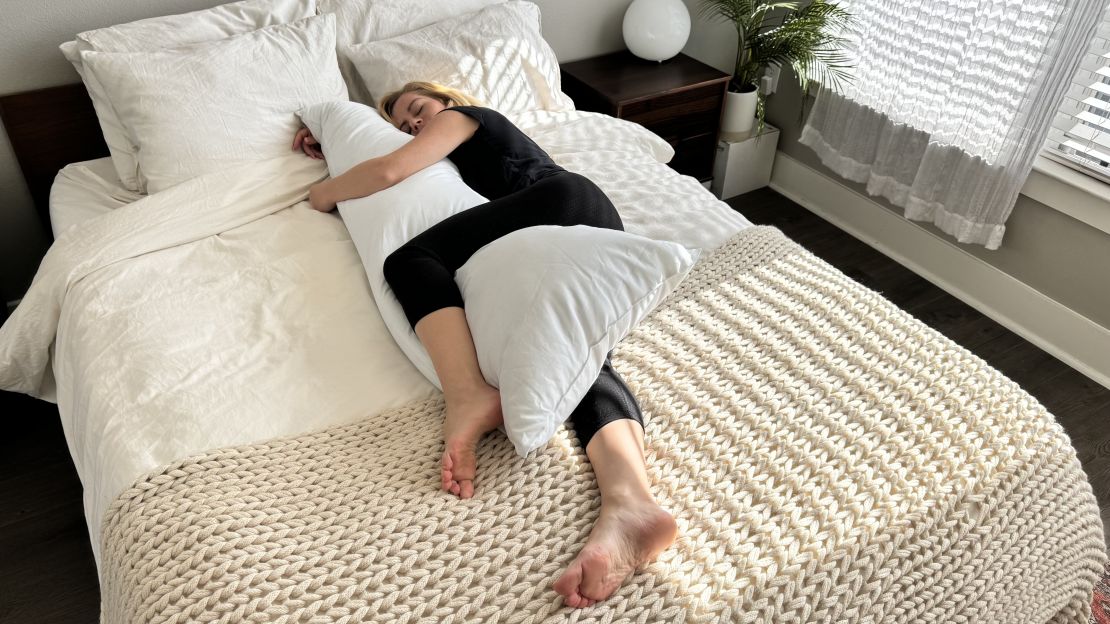 The <a target="_blank">Parachute Down-Alternative Body Pillow</a> maintained its shape perfectly without constant manual fluffing.