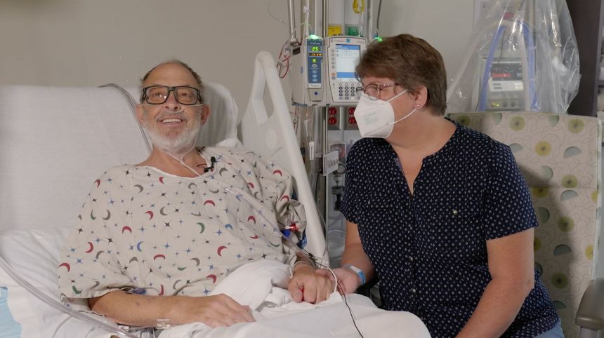 Lawrence Faucette and his wife Ann Faucette are shown at the University of Maryland Medical Center in 2023, days before he received a transplant of a genetically-modified pig heart.
