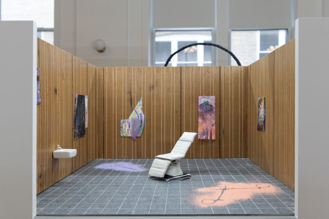 At this year's fair, Patient Info, a Chicago-based artist space converted from a dermatology office, is mimicking its unique setting down to tile-style flooring and shrunken-down exam chair, as well as showing works by Ingrid Olson and Jonas Müller-Ahlheim.
