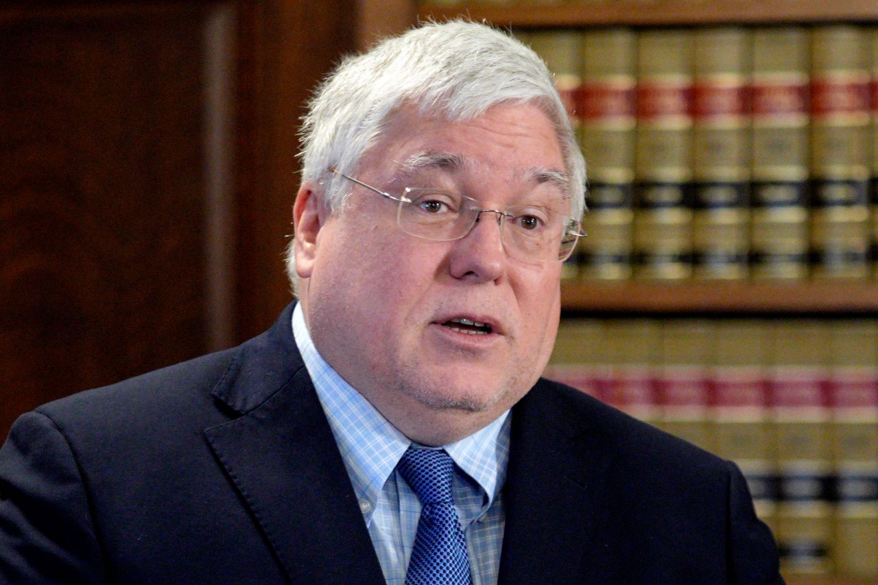 West Virginia Attorney General Patrick Morrisey speaks during a news conference at the state Capitol, Thursday, May 4, 2023 in Charleston, West Virginia.