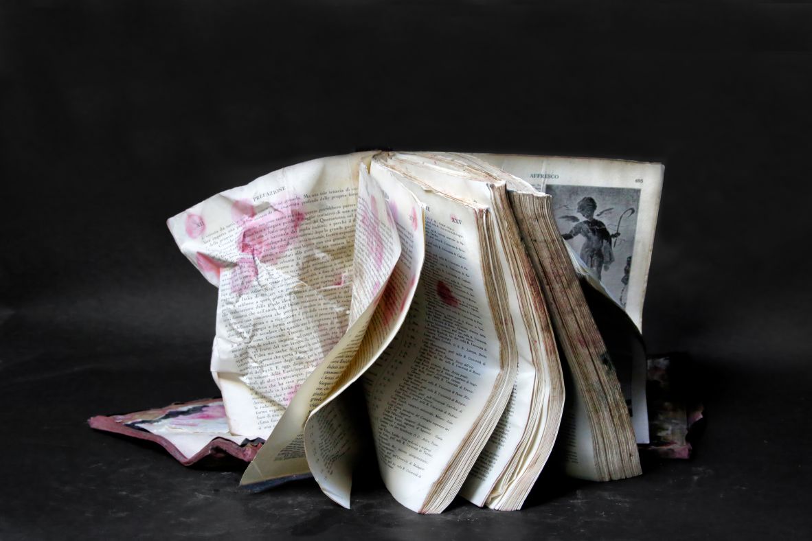 Patrizia Zelano photographed encyclopaedias and other books she saved from the water during one of Venice’s highest ever recorded tides, in 2019.