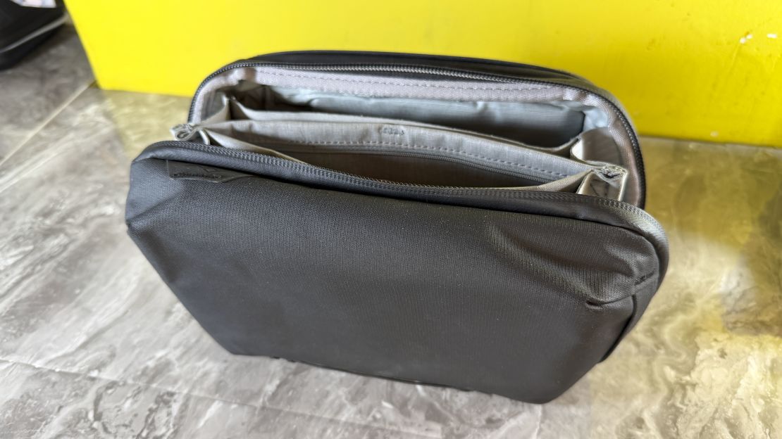 The Peak Design Tech Pouch is slightly open
