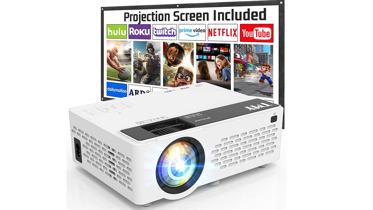 TMY Projector 7500 Lumens with 100" Projector Screen