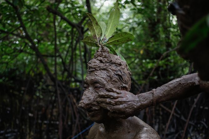 The award selected winners in six categories, including one dedicated to mangroves and people. Johannes Panji Christo won this with an image of a Balinese man covered in mud from a mangrove forest during a bathing purification tradition, known as Mebuug Buugan.