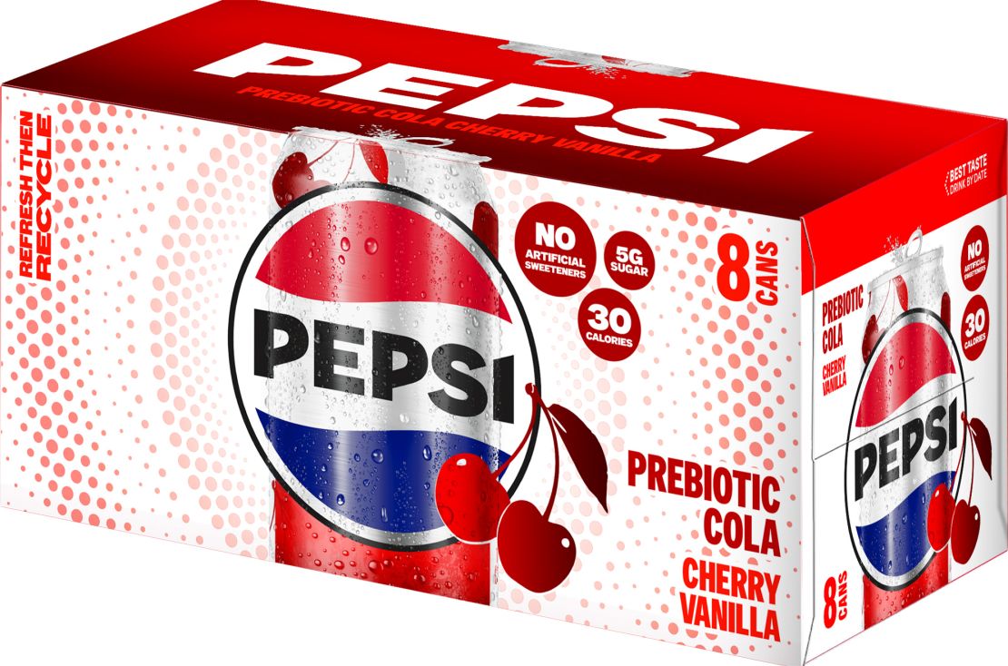Pepsi Prebiotic Cola is also launching with a cherry vanilla flavor.