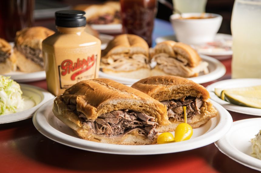 Philippe The Original in Los Angeles claims the French dip sandwich. Its version is dipped in juices before serving.