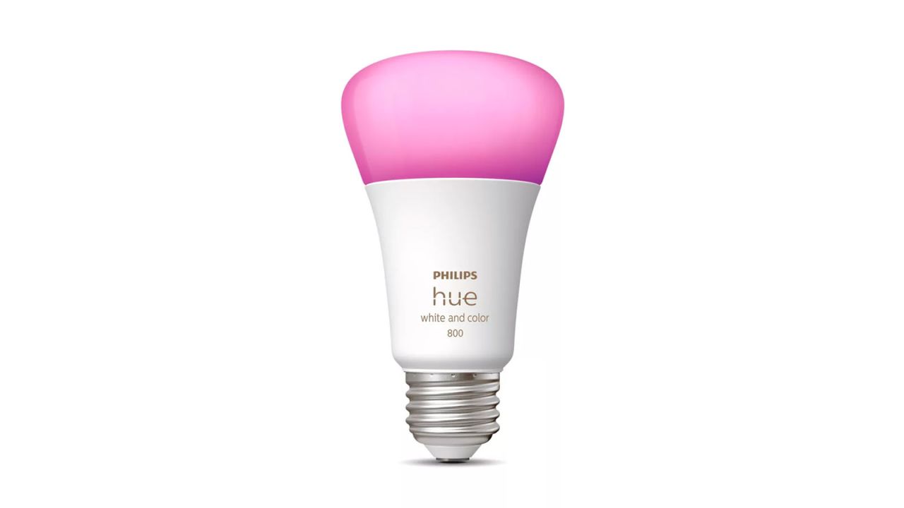 A Philips Hue A19 E26 Smart Bulb on a white background.