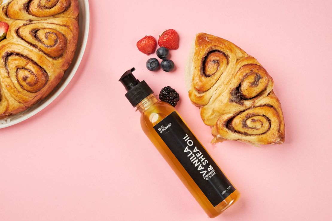 Skin Gourmet's vanilla and shea oil can be used for baking.