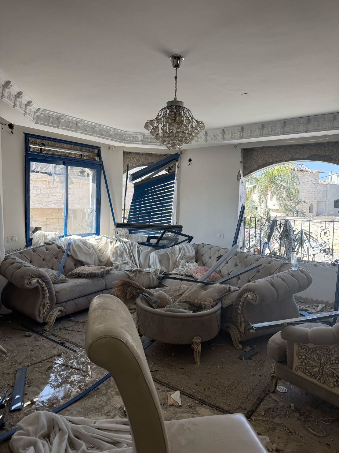 Glass shattered inside Raghad’s home, next to the Khatib home that was struck.
