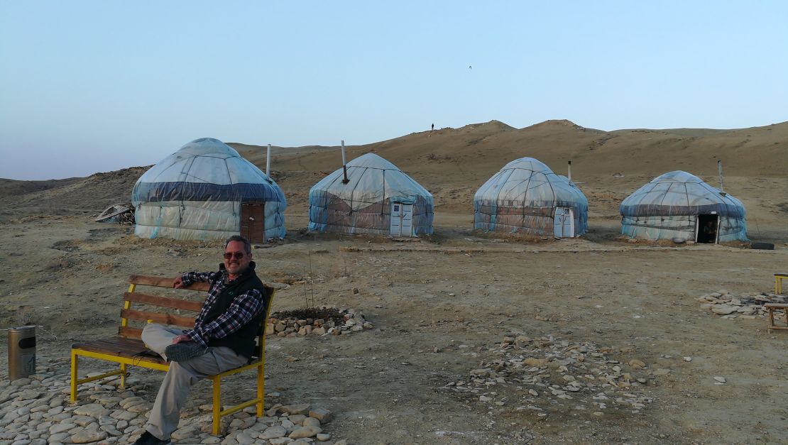 The couple took a trip to the Aral Sea, an endorheic lake situated between Kazakhstan and Uzbekistan.