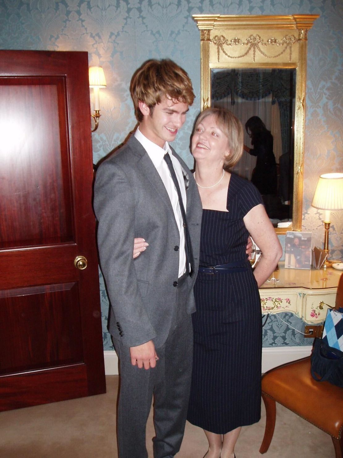 Andrew Garfield and his mother Linda, also named Lynne, in an undated photo.