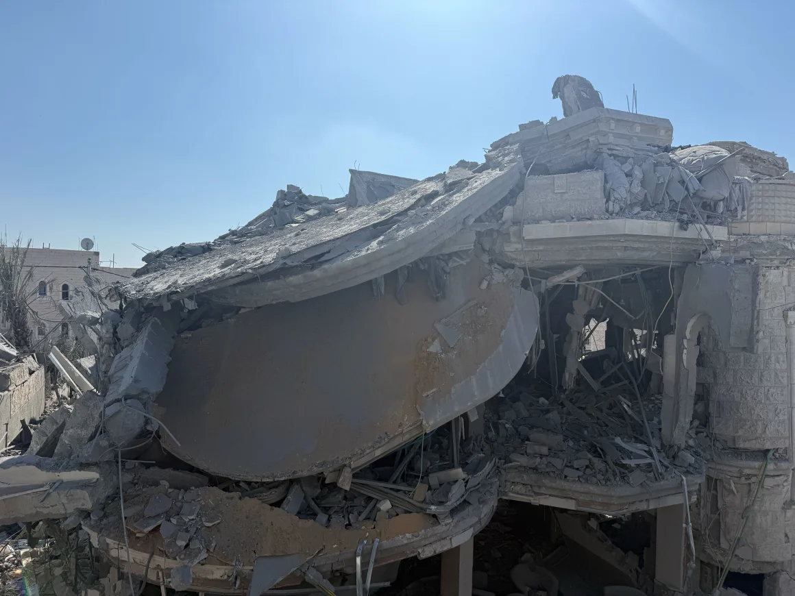 The three-story building where the Khatib family lived was almost completely destroyed by the missile strike. Zeena Saifi/CNN
