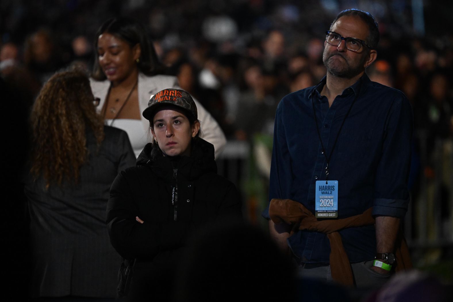 Harris supporters watch election results come in at Howard University.