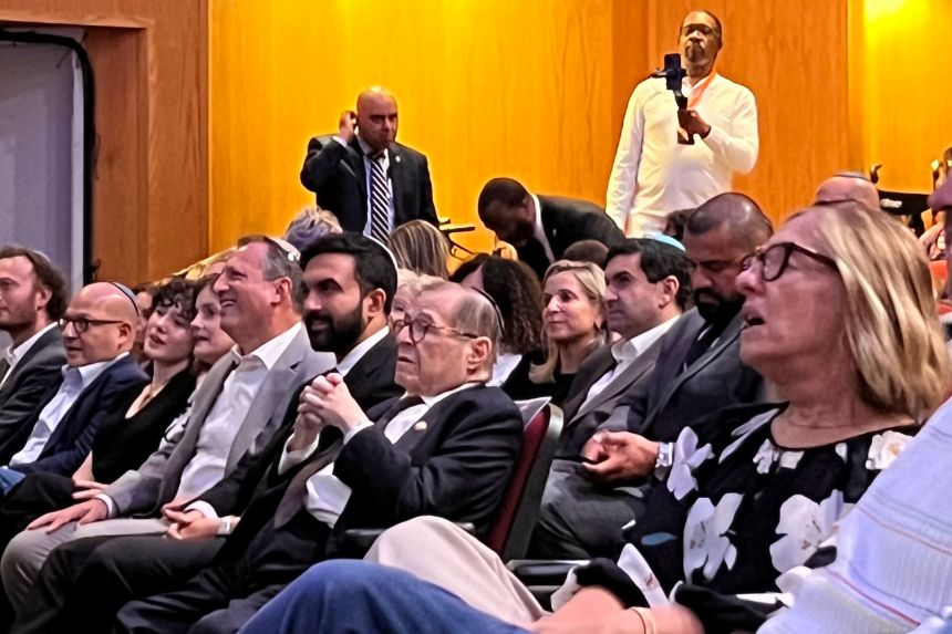 New York mayoral candidate Zohran Mamdani attends service at Lab Shul, a non-denominational Jewish congregation, on Wednesday for Yom Kippur.