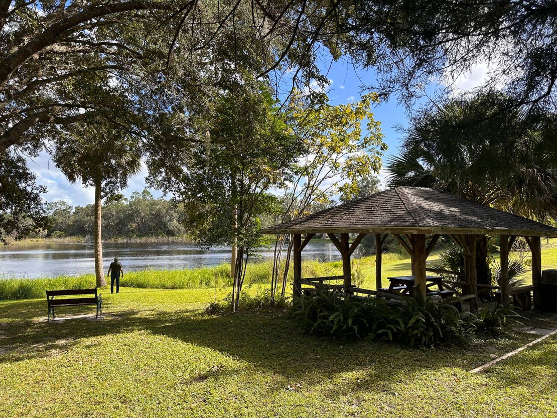 A park visitor observes a quiet moment at Seneca Park along the shores of Lake Colby, one of several parks in Cassadaga.