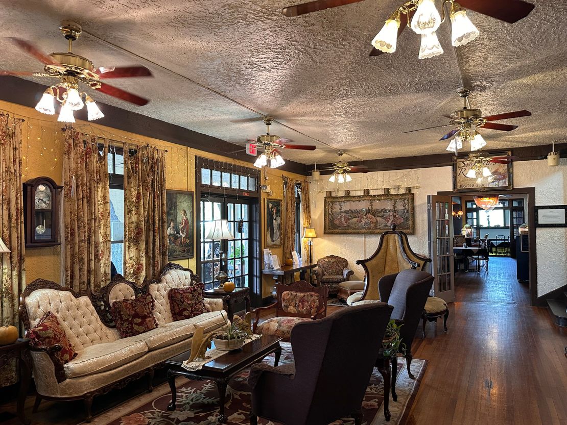 Period furnishings decorate the parlor of Hotel Cassadaga, which is said to be haunted.