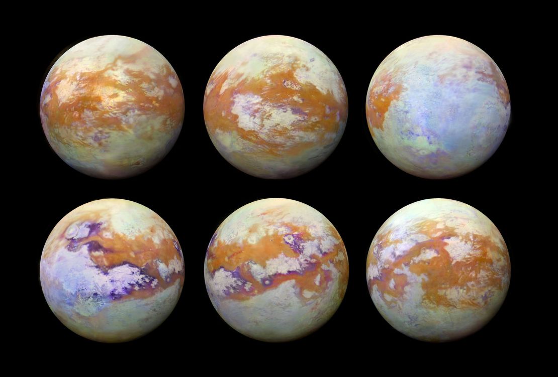 Infrared images captured by an instrument on the Cassini spacecraft provide the clearest look at Titan from beneath its thick haze.