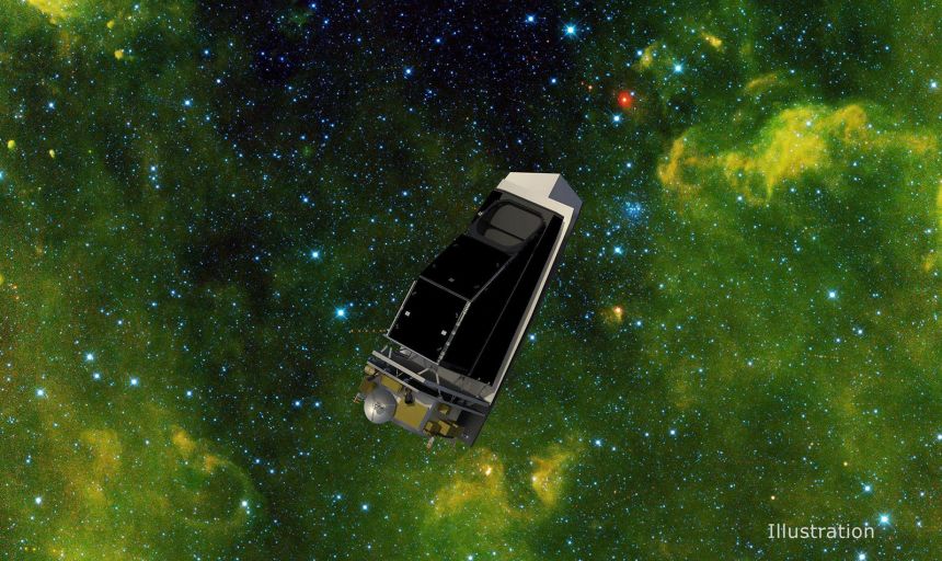An illustration shows NEO Surveyor, NASA's next-generation near-Earth object hunter.