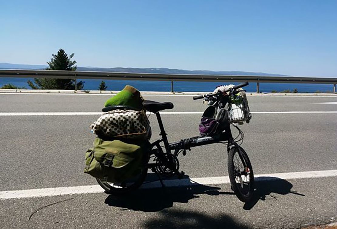 Li used this bicycle for her travels in Europe from March to June 2019.