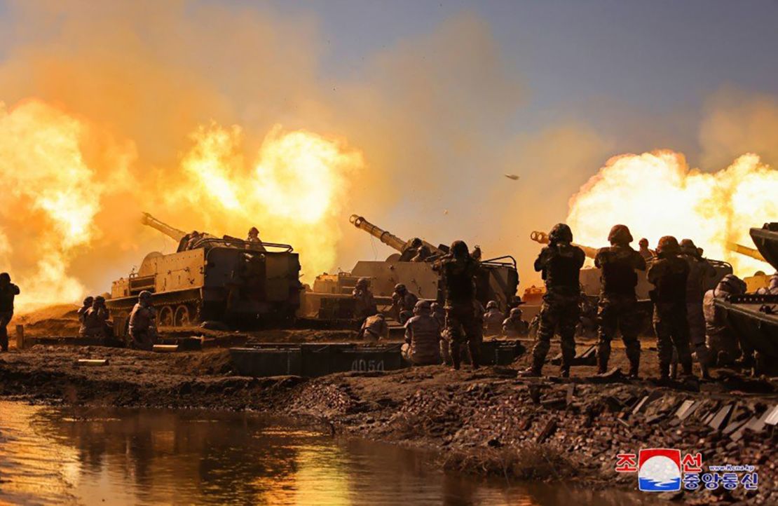 North Korean artillery fires during large-scales exercises on March 7.