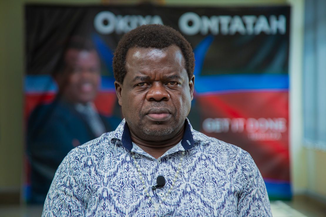 Kenyan opposition senator Okiya Omtatah at his office in Nairobi during an interview with CNN.