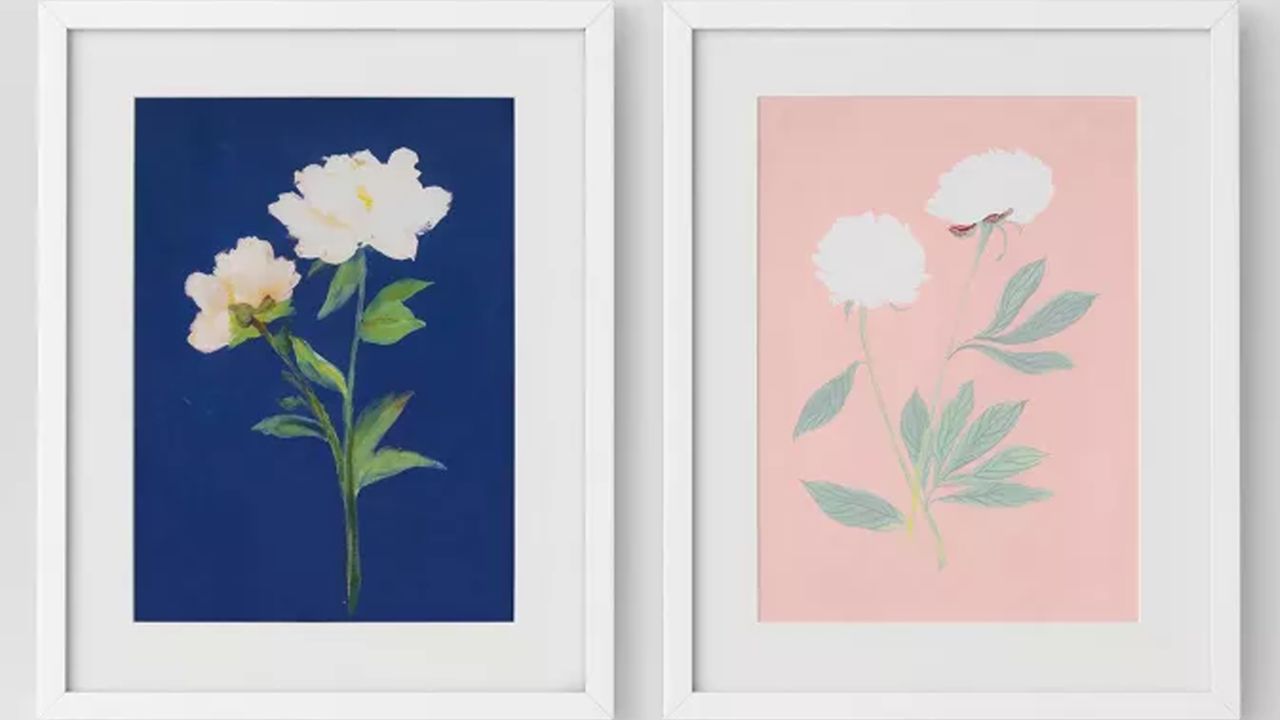 Threshold Pink and Blue Floral Framed Posters