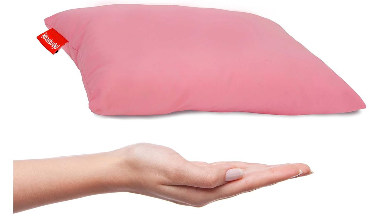 A photo of a pink Pipsqueak Small Pillow