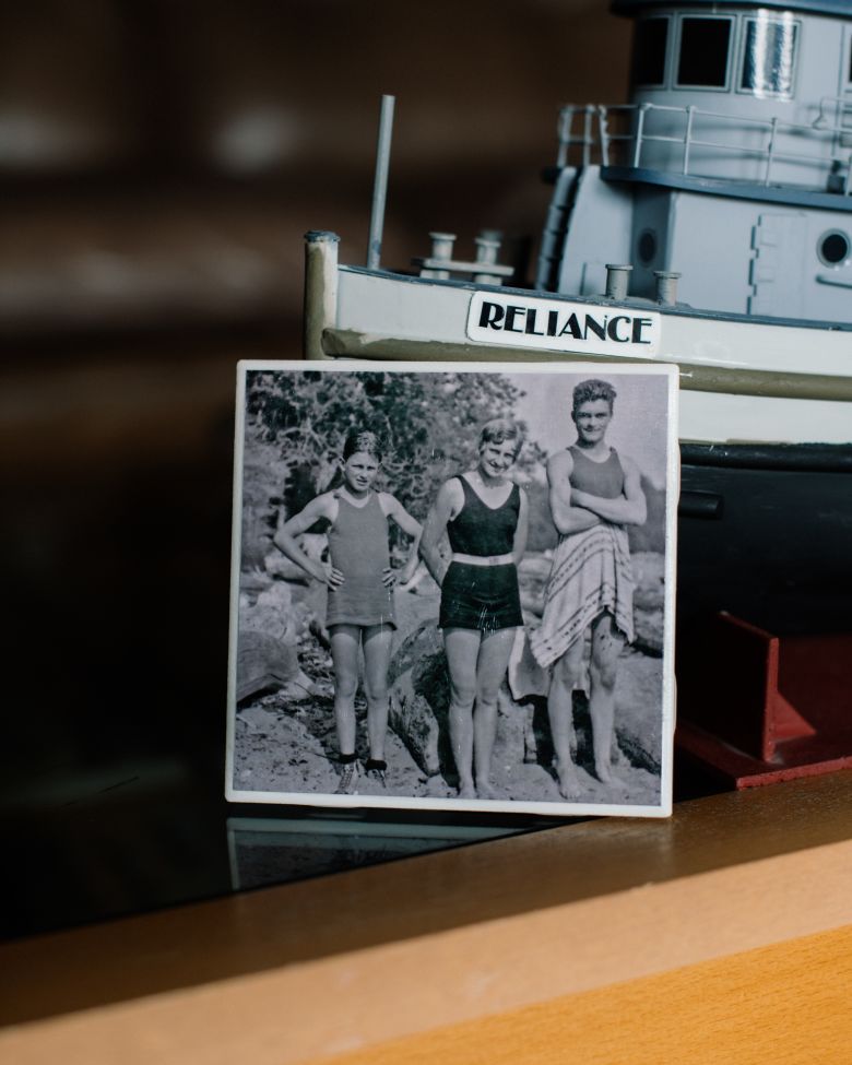 An old family photograph is on display in Bill Calder's home. He remembers spending summers in Point Roberts.
