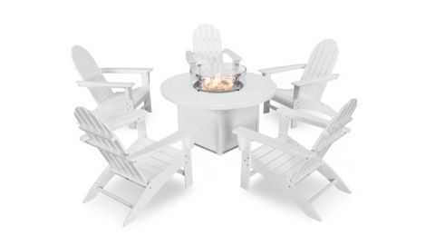Polywood Vineyard Adirondack 6-Piece Chat Set with Fire Pit Table