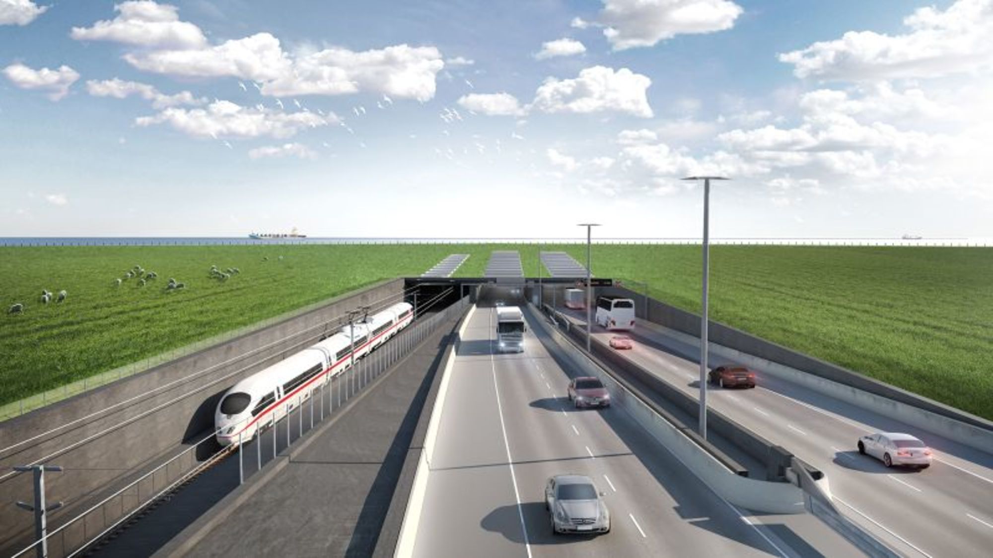 El túnel de Fehmarnbelt albergará dos líneas de tren y dos autopistas de dos carriles bajo el mar Báltico.