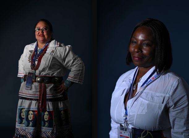 Brenda Hoskie, is a delegate from New Mexico and a member of the Navajo Nation. She’s also the party chair of McKinley County, and she’s focused on registering people to vote and making sure they vote. “Where we live, we are right next door to Arizona,” she said Thursday. “So I’ll be helping out Arizona with Apache County, Navajo County, Coconino County and that area, because our reservation just goes into that.”<br /><br /><br /><br /><br /><br /><br /><br /><br />Stephanie McGraw is from the Harlem neighborhood of New York City. “I’m here at the DNC this week to experience (Harris’) story, to experience a miracle, to experience a new sense of hope, to see the first female president-elect of the United States,” she said. “I’m here for every woman that has lost her voice. I’m here for every woman to help her find her voice. I’m here to let every woman know: Just believe that anything you want to do in this world, you can do it. And if your dreams don’t scare you, they’re not big enough.”