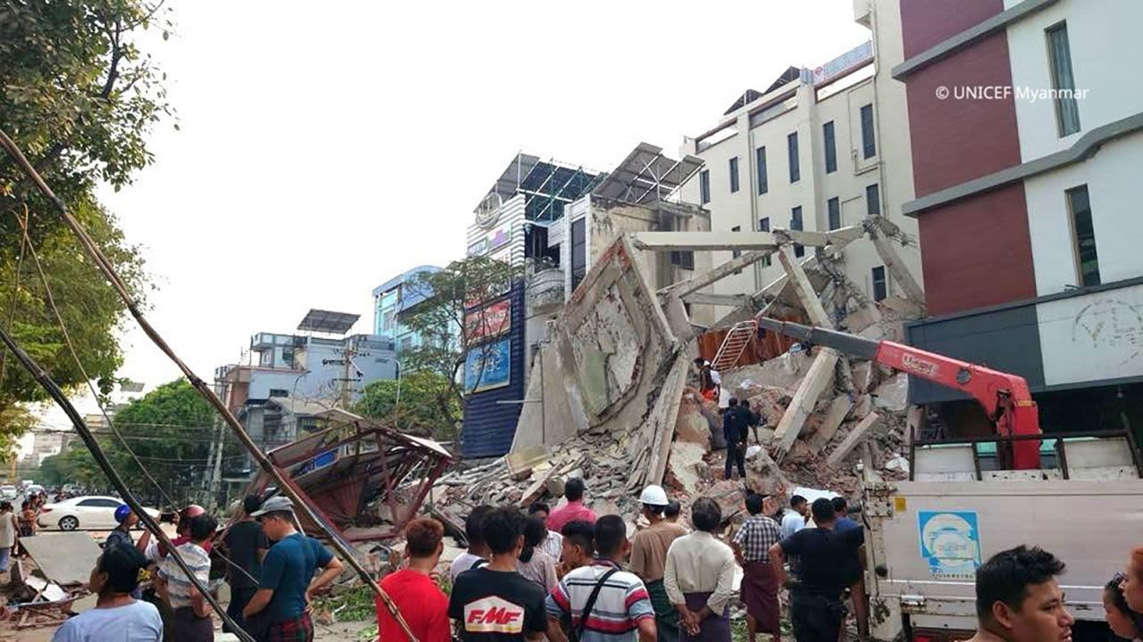 Unicef Myanmar compartió imágenes de los daños causados por el terremoto.