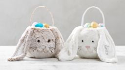Pottery Barn Kids Long Ear Fur Bunny Easter Treat Bucket.