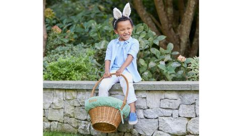 Pottery Barn Kids Natural Sabrina Easter Baskets & Gingham Bunny Face Liners