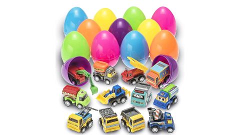 Pretex Toy Filled Easter Eggs with Pull-Back Construction Vehicles