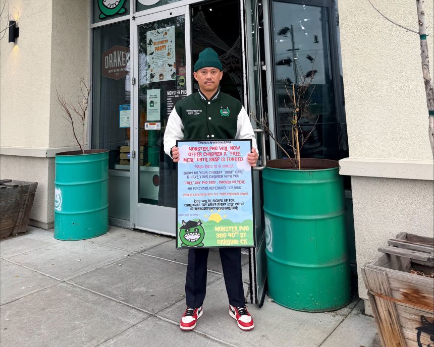 Tee Tran, owner of Monster Pho in Oakland, California, remembers his own mother working five jobs when he was a child to help keep their family fed.