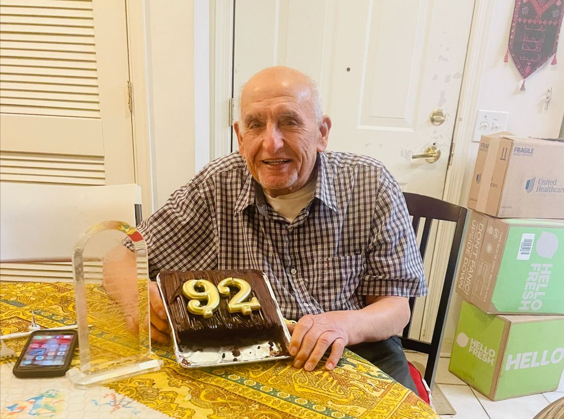 Dawud Assad, a survivor of the Deir Yassin massacre, celebrates his birthday at his home in New Jersey.