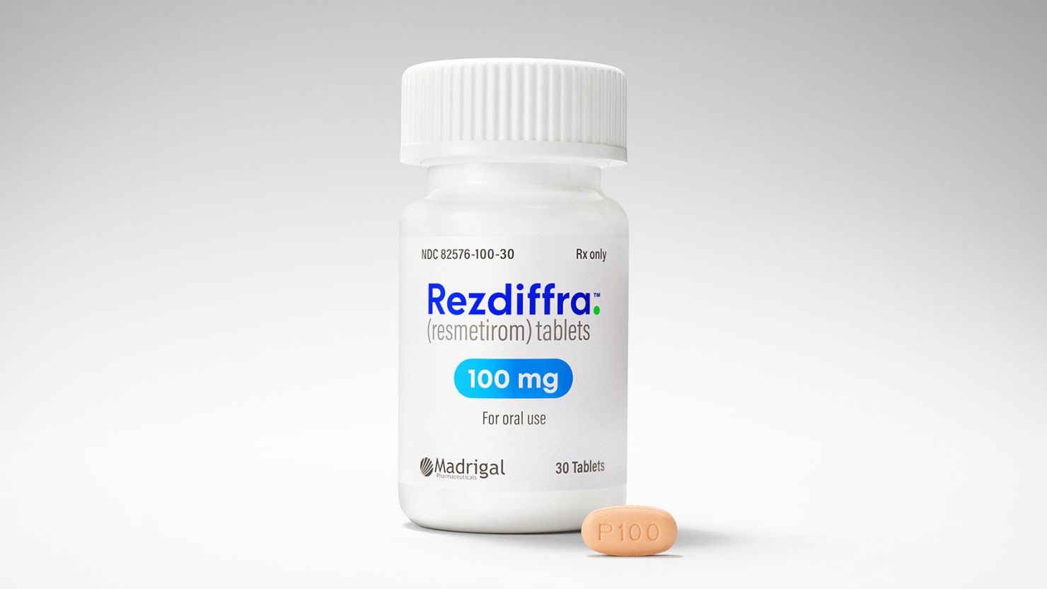 This image from Madrigal Pharmaceuticals shows the drug Rezdiffra.
