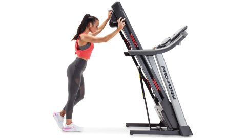 Fold the treadmill up and simply store it away