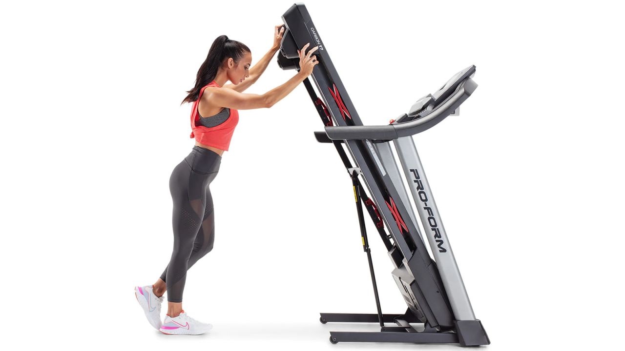 Fold the treadmill up and simply store it away.