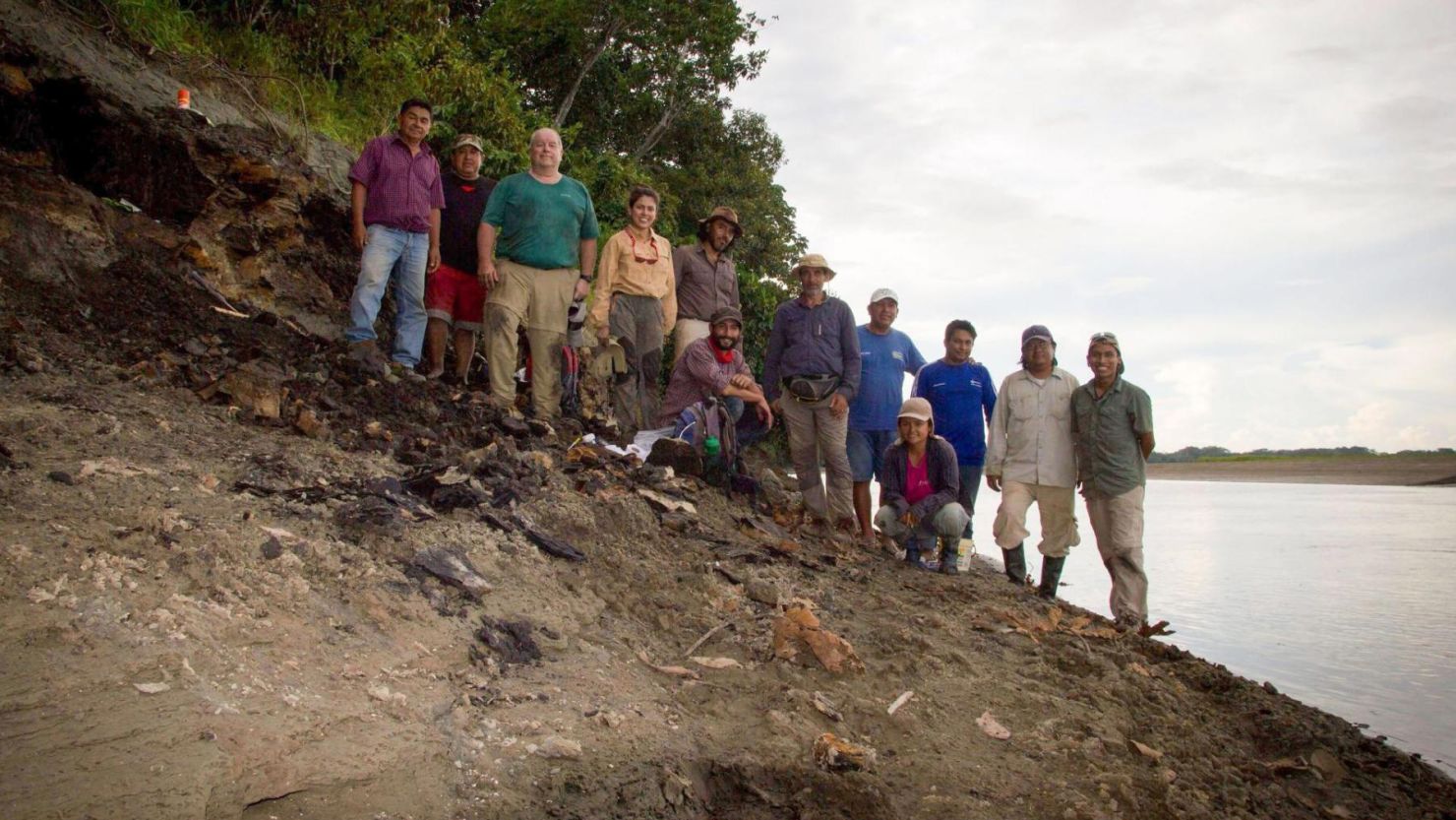 An international team of researchers discovered an ancient dolphin fossil during a 2018 expedition to the Napo River in Peru.