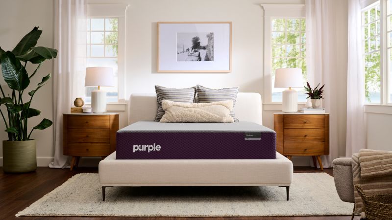 Purple mattress bed deals frame