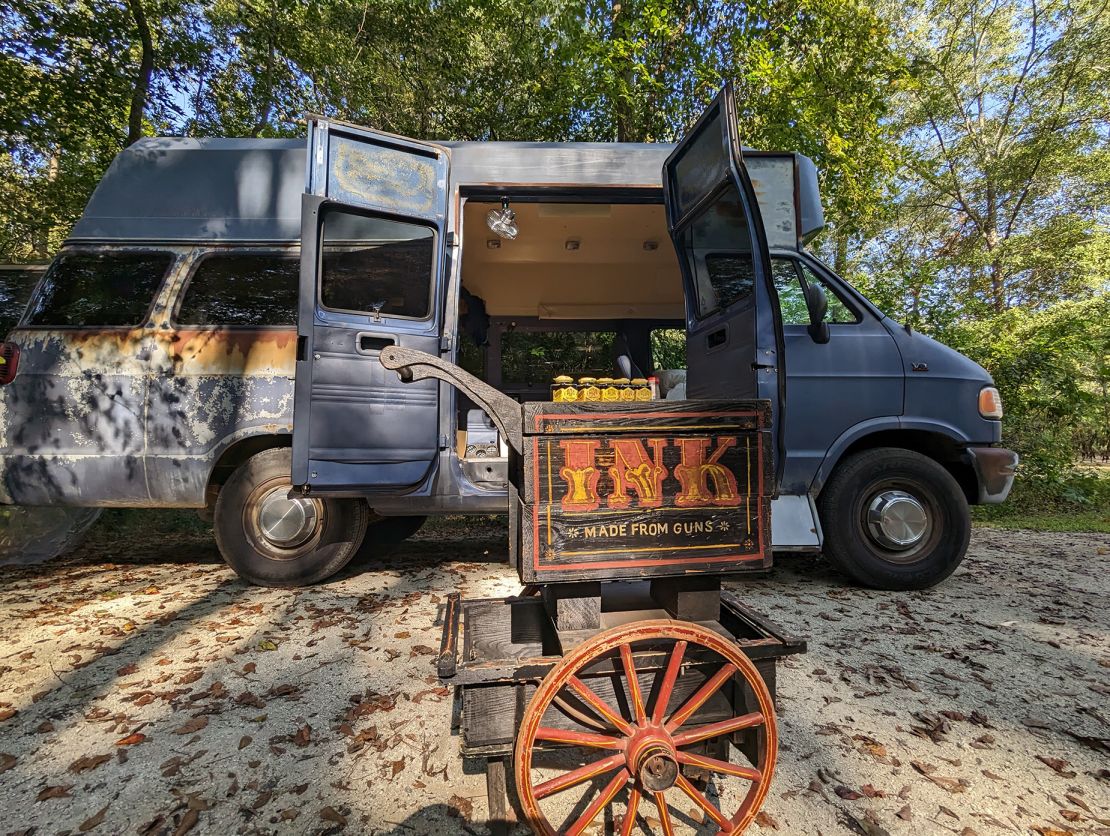 Little's van has served both as transportation to make art and teach workshops as well as a mobile studio for ink production.