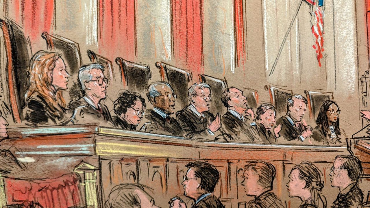 The US Supreme Court justices listen to arguments on Wednesday.