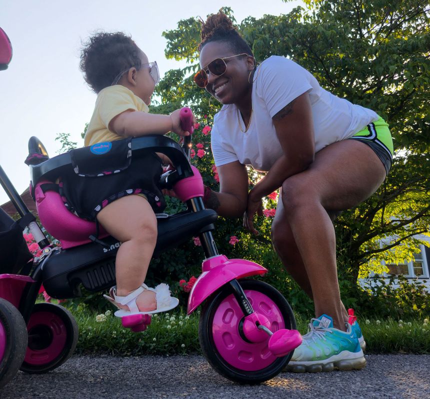 Sheila Epps plays with her granddaughter.