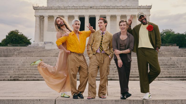 Queer Eye. From left: Jonathan Van Ness, Tan France, Antoni Porowski, Jeremiah Brent, and Karamo Brown. Photograph by Jenny Anderson/Netflix.