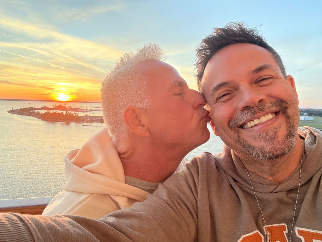 Randy Scobey, right, with his husband. Scobey told CNN that the suicide of a friend "tore the blinders off my eyes" and helped him realize the dangers of conversion therapy.