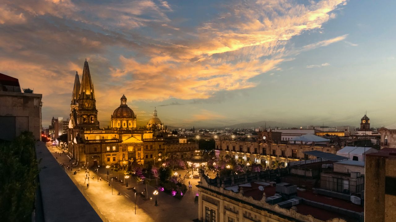 Mexico, Guadalajara Cathedral Basilica in historic center near Plaza de Armas and Liberation Square.