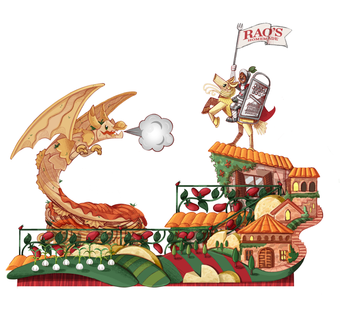 A rendering of Rao's float in the Macy’s Thanksgiving Day Parade.